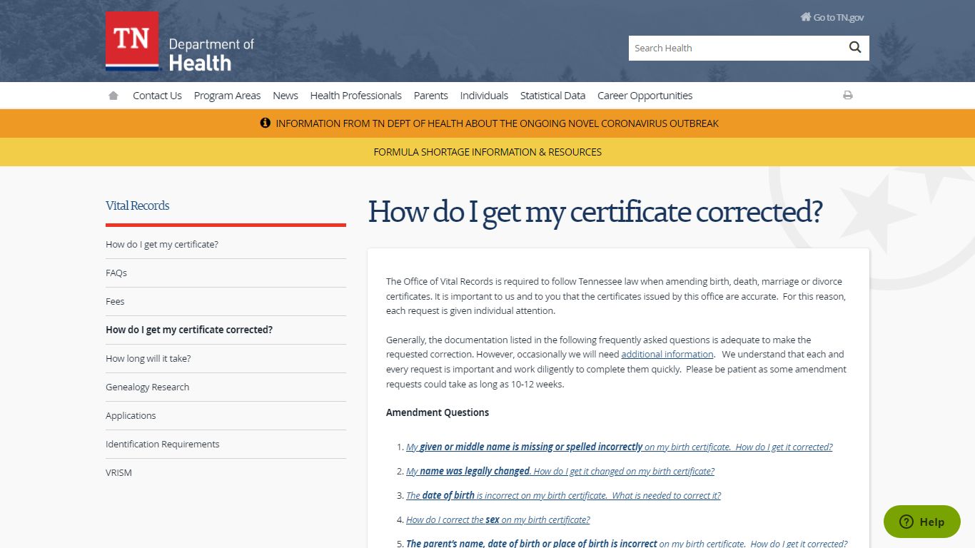 How do I get my certificate corrected? - Tennessee